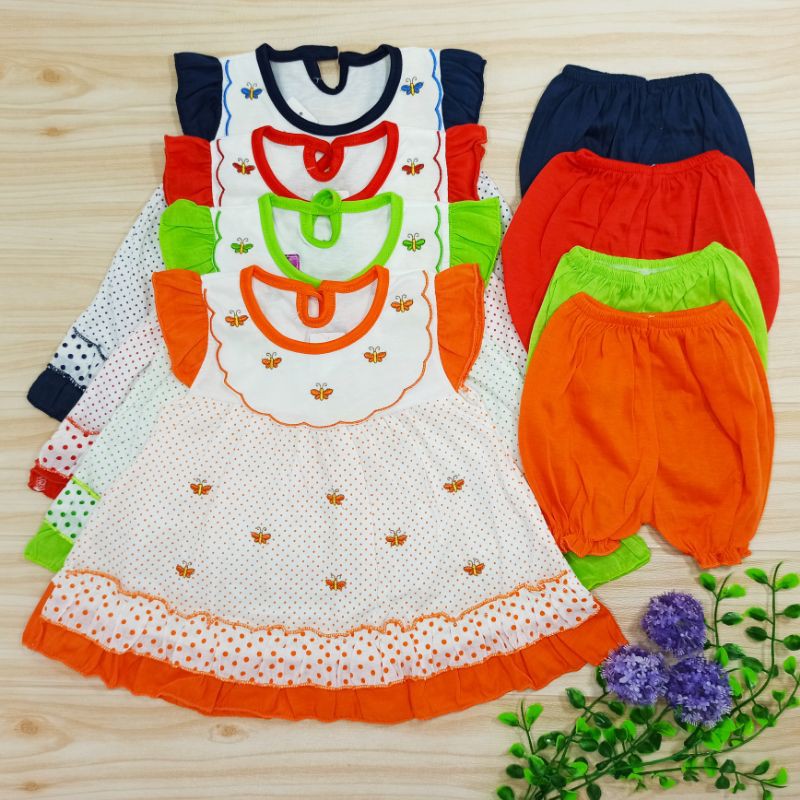 Ss#1004 Setelan Bayi 0-9bulan / Dress Baby bahan kaus