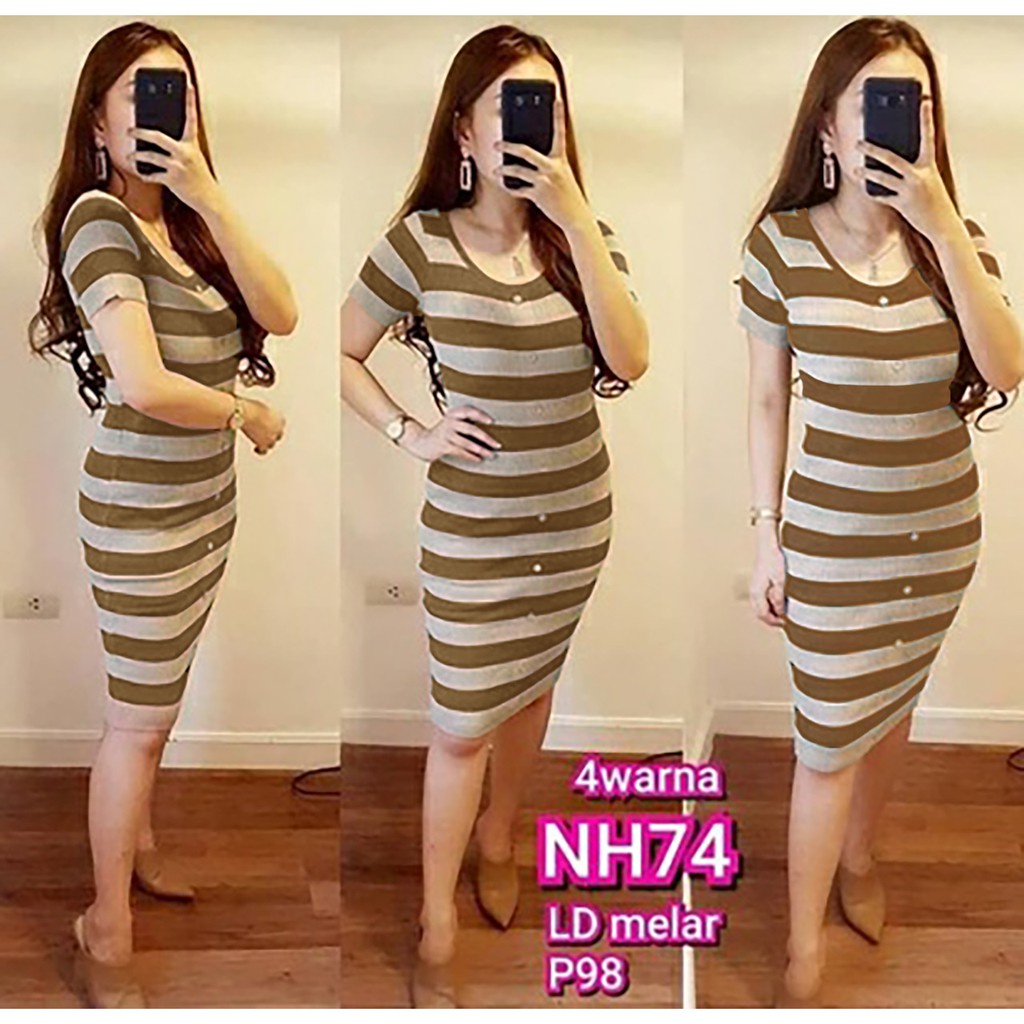 WSE390 - Dress Rajut Nova / Dress Wanita / Dress Rajut Motif Garis / DRESS RAJUT IMPORT / PREMIUM QUALITY