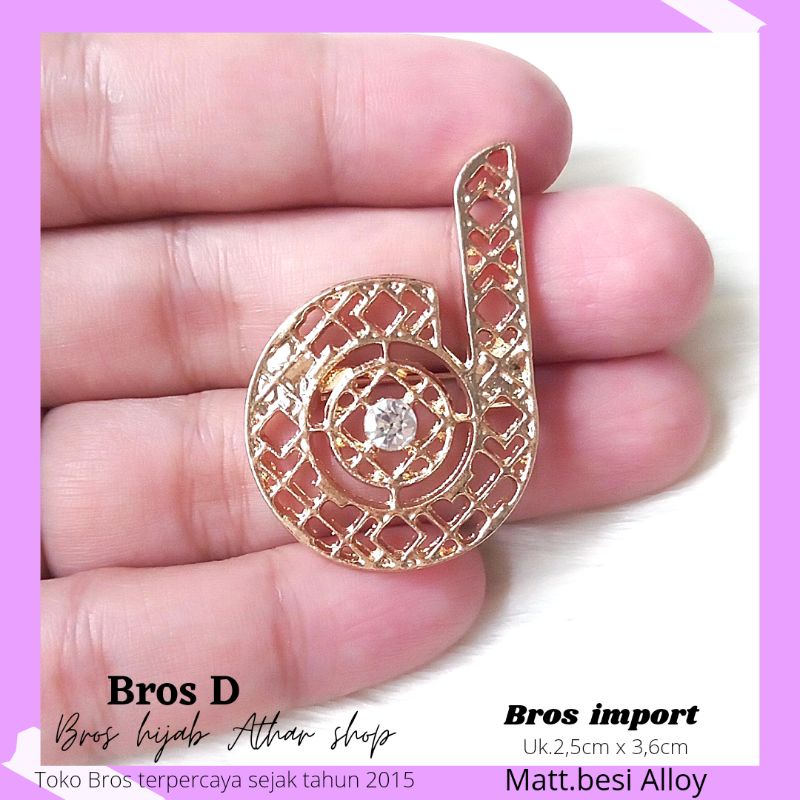 Bros B/bross signature branded /brooch button/Bros hijab buttonscarves Athar shop scarves murah-Dona 002 gold