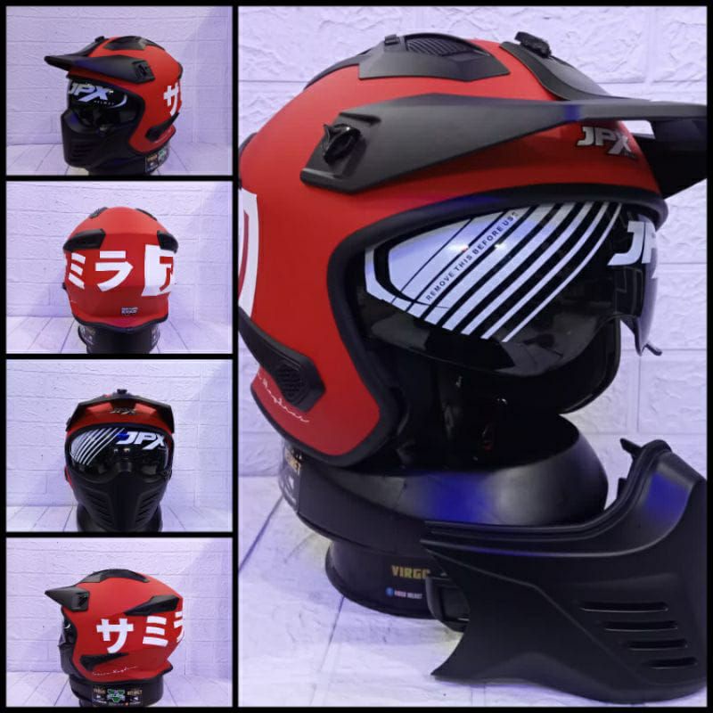 HELM JPX MX724R RED FERRARI DOFF-HELM MODULAR-CROSSOVER TEURAH