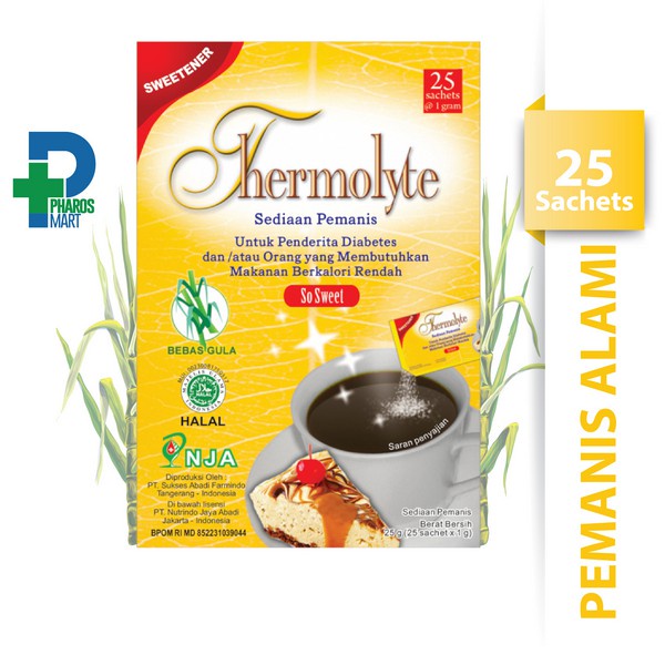 Thermolyte Sweetener - Box isi 25 sachet &amp; 50 Sachet @ 1 Gram - Pemanis Pengganti Gula