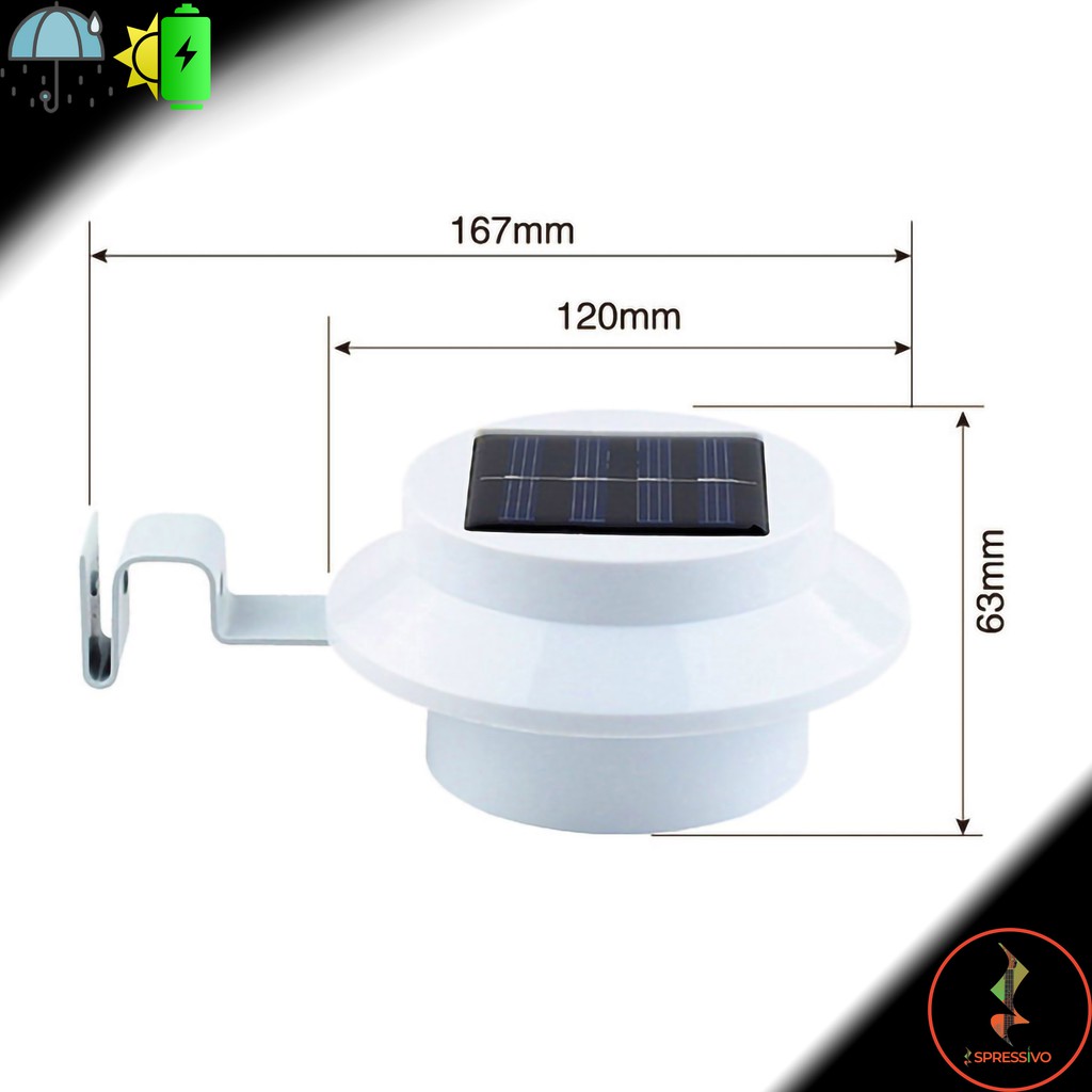 Lampu solar 3 LED tenaga surya matahari dinding taman sinar kuning