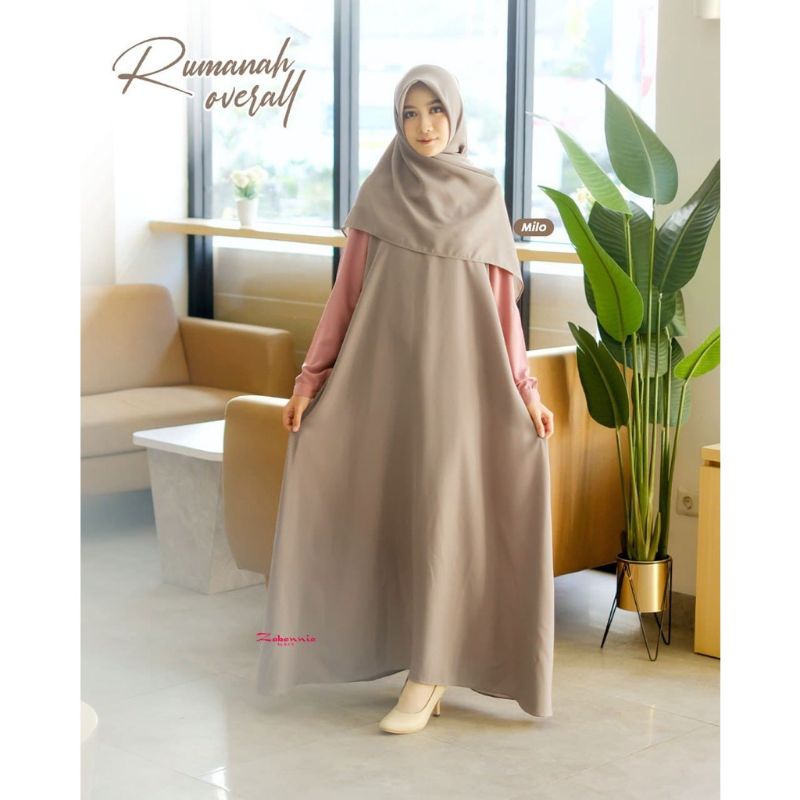 RUMANAH SET TUNIK OVERALL &amp; HIJAB • READY STOK