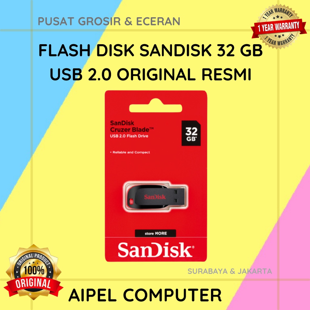 FDS32 | FLASH DISK SANDISK 32 GB USB 2.0 ORIGINAL RESMI