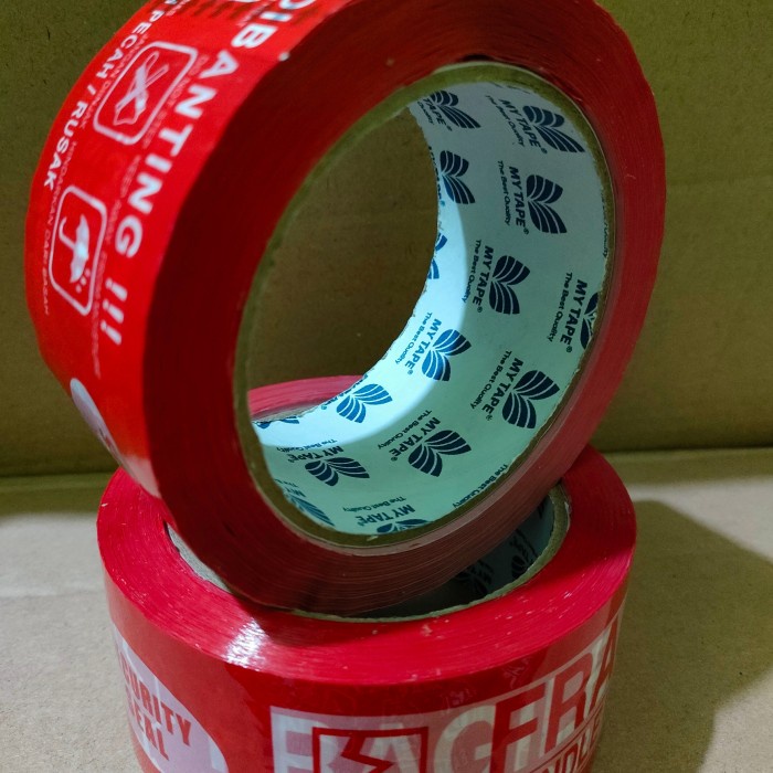 

Lakban Fragile Isolasi Jangan Dibanting 2 IN 1 (48mm 100Yard) Lakban Merah Putih