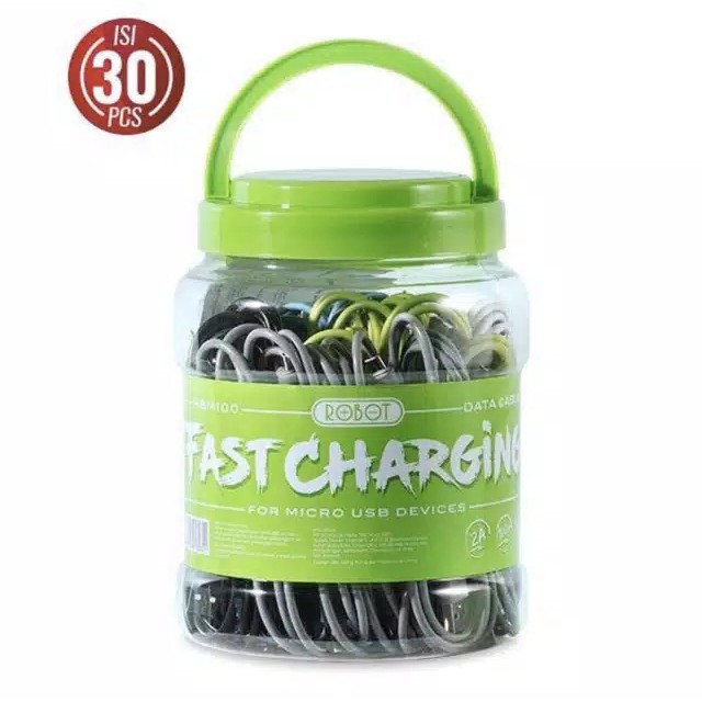 Kabel Charger Robot RBM100 Candy Satuan Micro USB Fast Charging