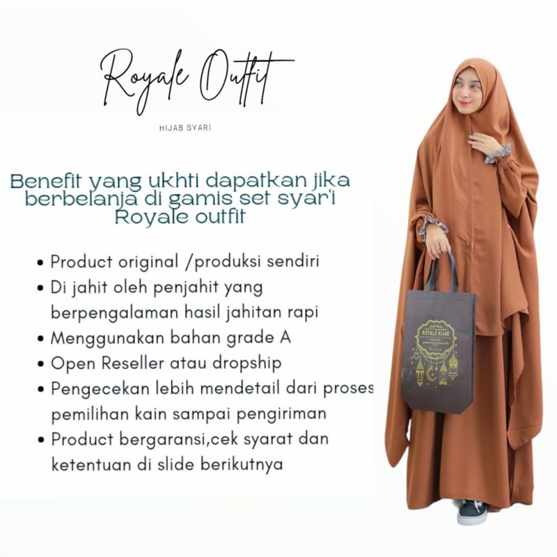 Rania Syari|gamis akhwat |gamis set khimar cadar|cadar bandana|gamis wolfish|ori royale to