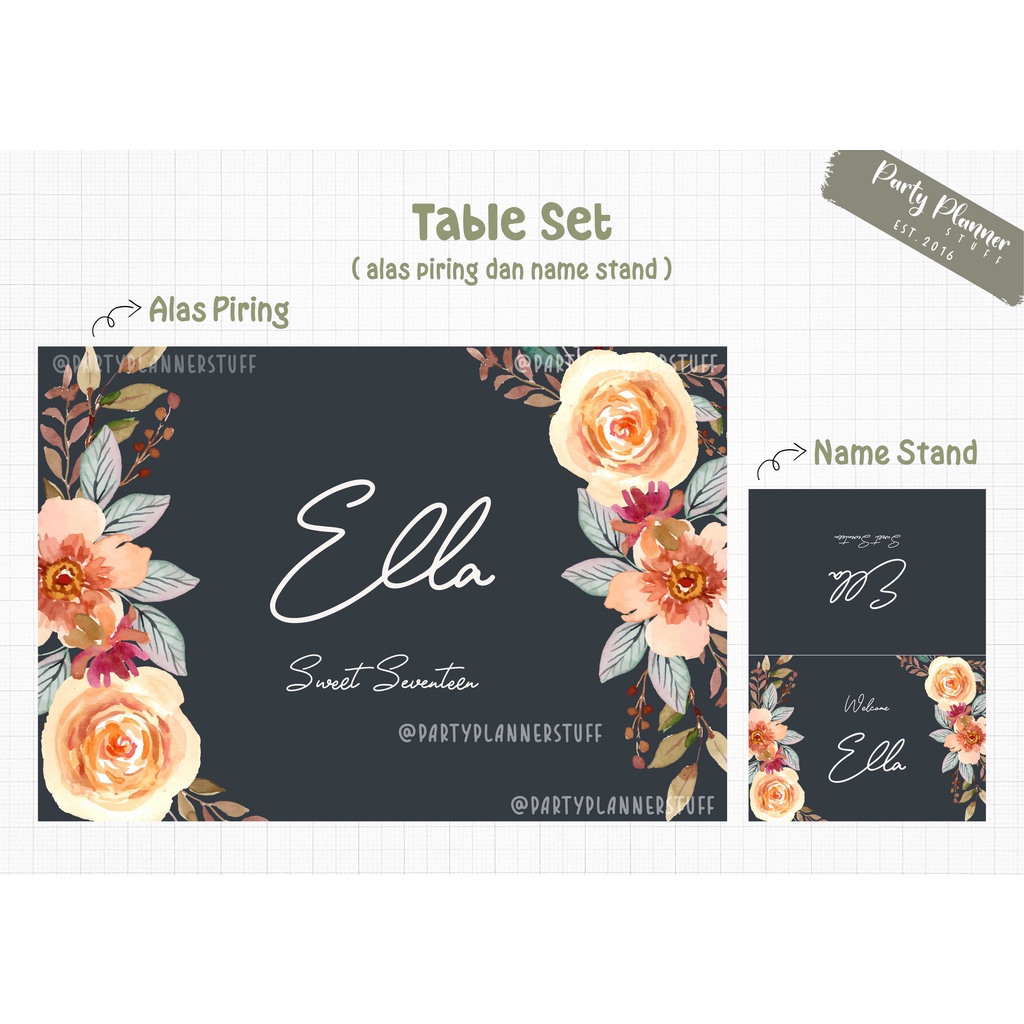 Table set tema floral / table decor bridal shower / engagement / birthday dekor / wedding / sweet 17
