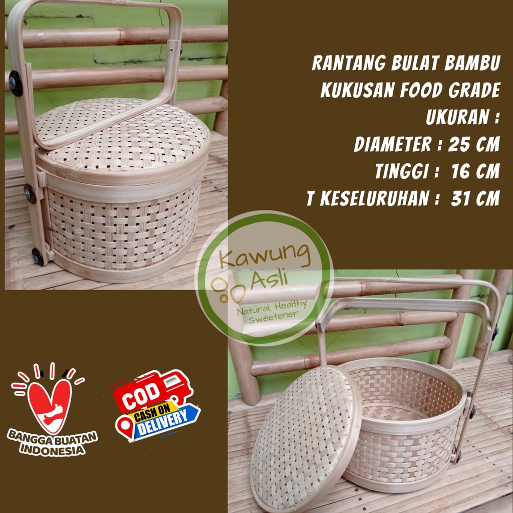 Rantang Bulat Kukusan Food Grade Keranjang Anyaman Bambu Hampers Parcel Lebaran