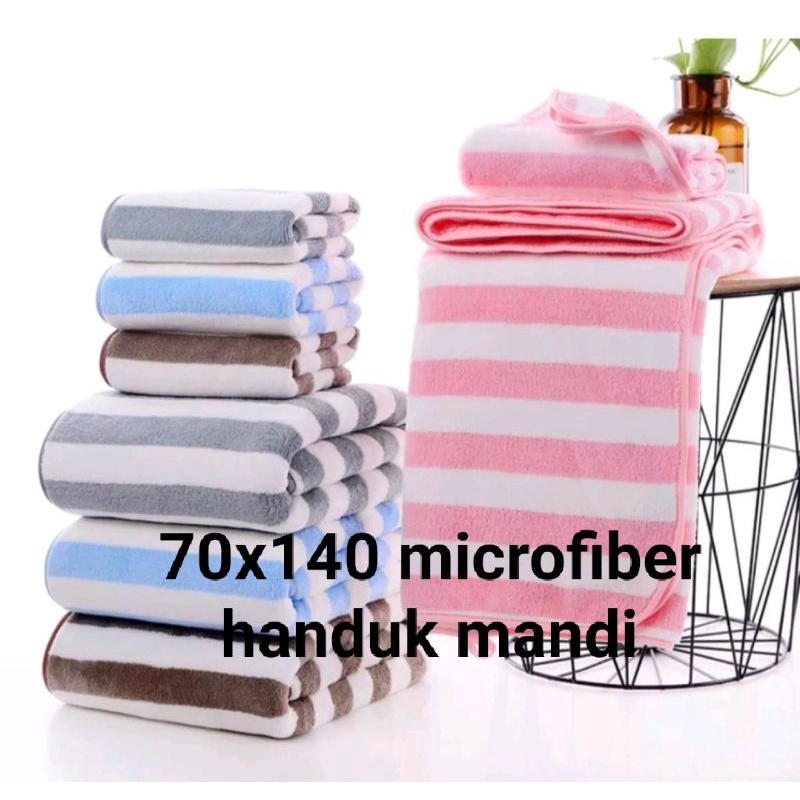 termurah!!! 1 pcs handuk mandi dewasa  microfiber salur 70x140