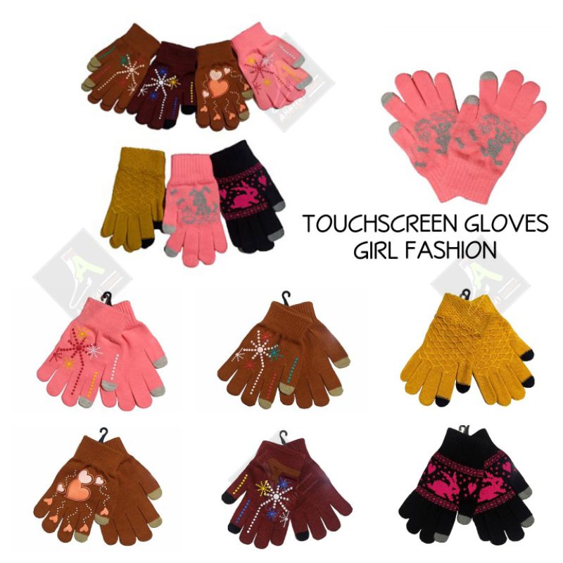 TOUCHSCREEN GLOVES FHASION GIRLS/sarung tangan rajut touchscreen/sarung tangan layar sentuh hp Android wanita- terlaris