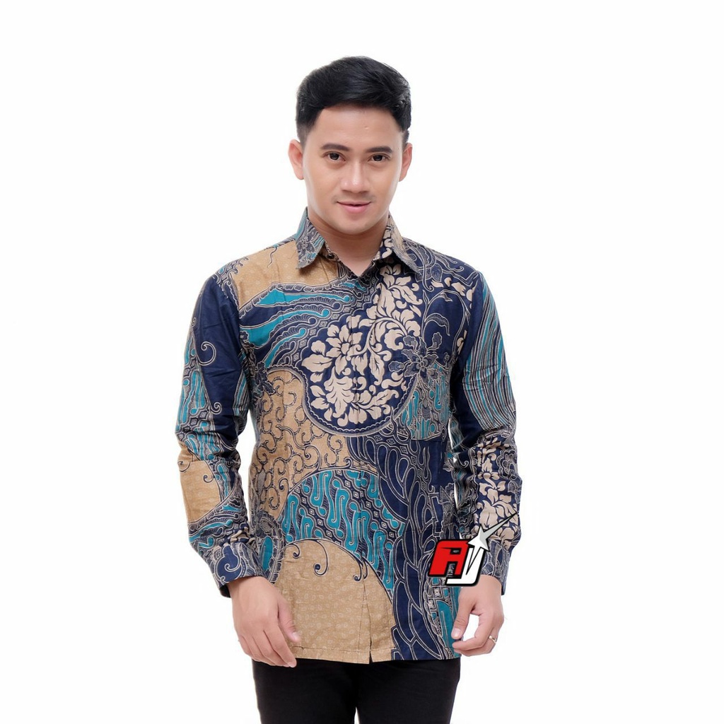 Kemeja BATIK PRIA LENGAN PANJANG SIZE M L XL XXL BSWART Batik HRB026 kenango panjang padi