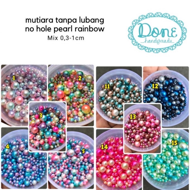 mutiara bulat tanpa lubang round pearl no hole dekorasi aksesoris hiasan resin hiasan clay aksesoris donehandymade done handymade jual bahan kerajinan tangan manik done handymade