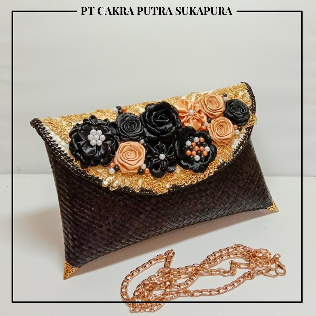 Putra Sukapura Clutch Pesta Anyaman Premium-Pandan Brokat