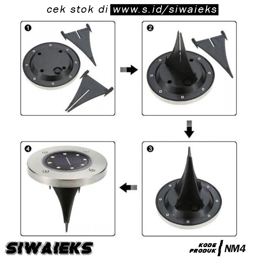 gs8 Lampu Tanam LED Solar 8 LED Waterproof - Lampu Taman Dekorasi Outdoor