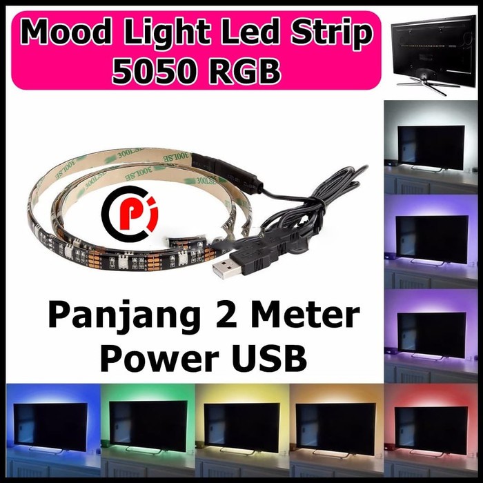 Mood Light Led Strip 5050 RGB with USB Controller Panjang 2 Meter