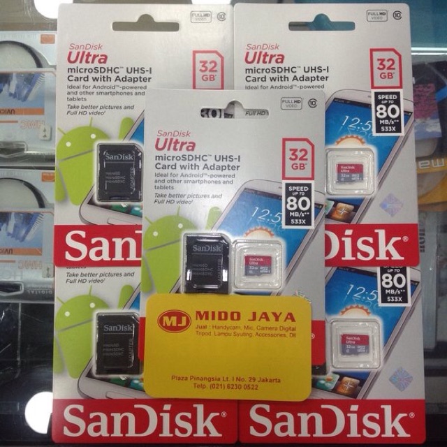 Memory Sandisk Ultra microSDHC 32GB 80mbps Class 10 with Adapter