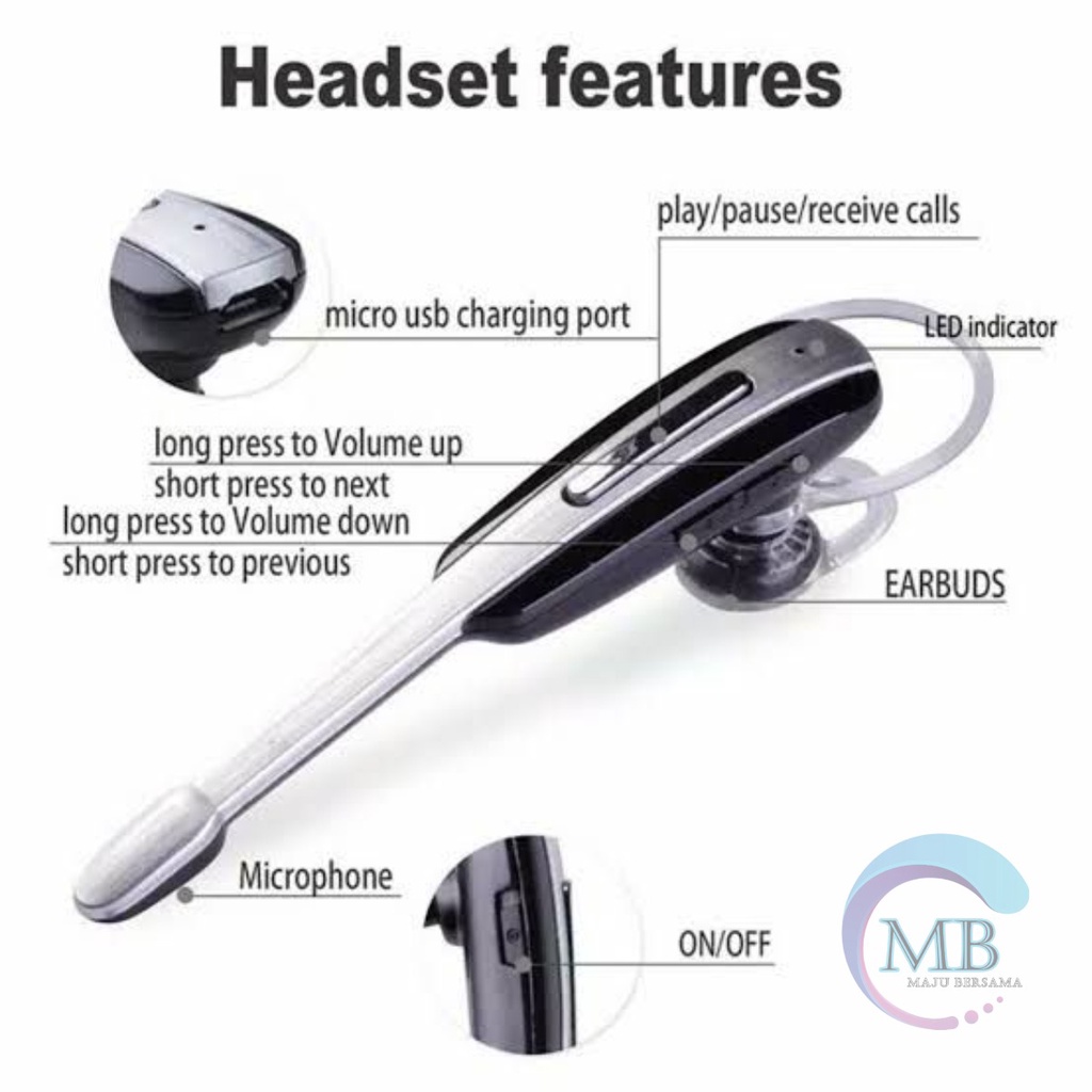 Handsfree earphone Headset Hf Bluetooth ORIGINAL HM1000 suara bagus baterai awet bisa oppo Samsung vivo xioami realme iPhone MB2538