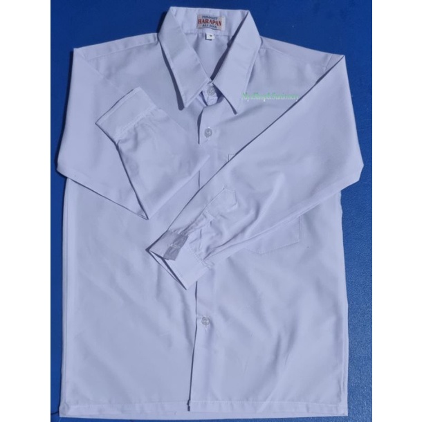 Seragam Sekolah Merek HARAPAN Baju Kemeja Putih Panjang Polos