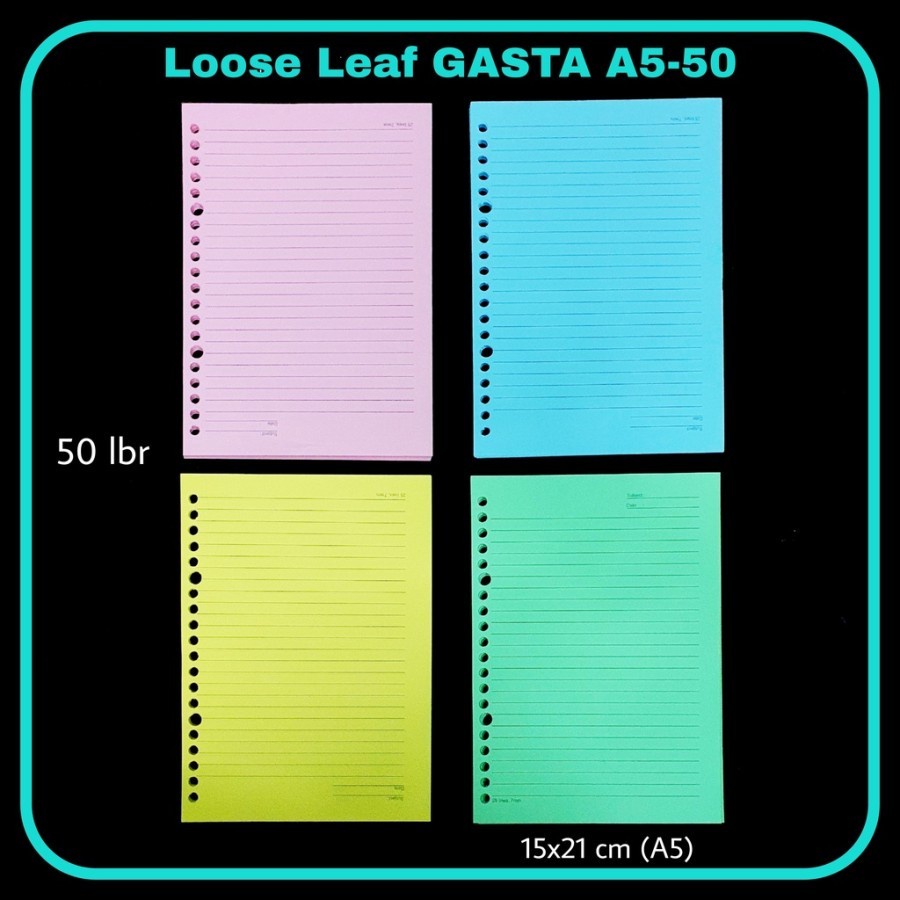 

SJS Kertas Loose Leaf A5-50 Warna /Refil Binder Note/Isi Kertas Binder