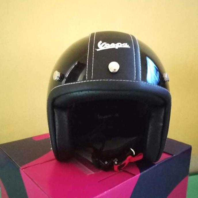 Helm Original Vespa Jet Touch Black Glossy Ukuran Xl Untuk Vespa Matic