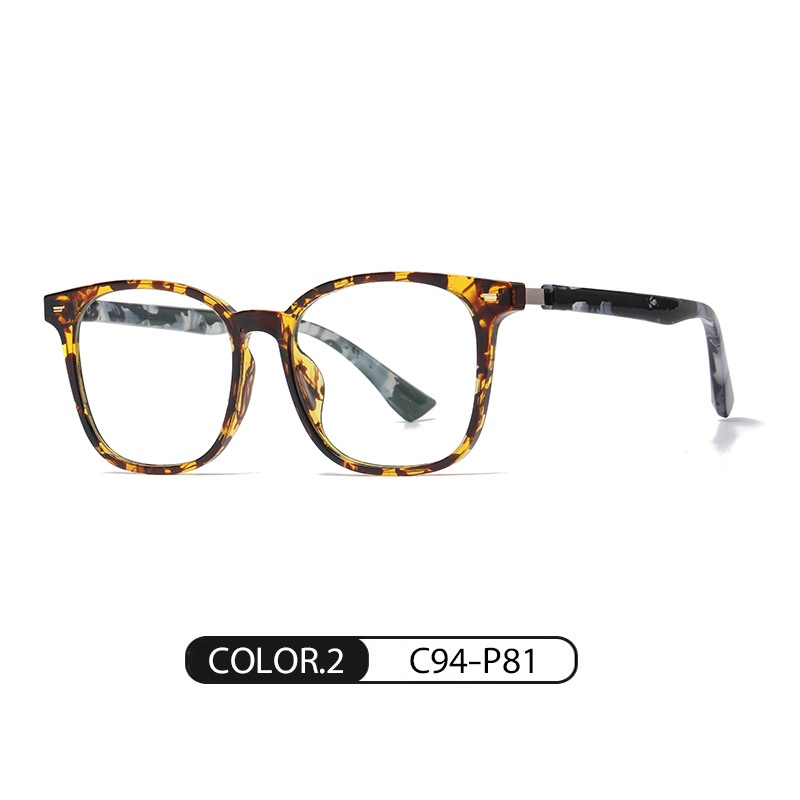 Kacamata Lensa Anti Blue Light Bentuk Persegi Motif Leopard Gaya Korea TR90