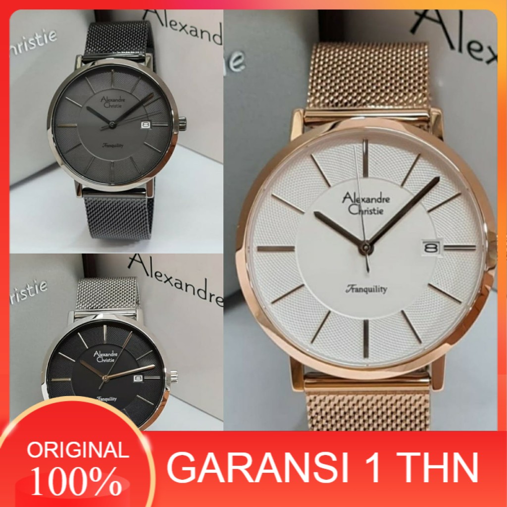 JAM TANGAN PRIA ALEXANDRE CHRISTIE AC 8628 AC8628 BLACK ROSEGOLD ORIGINAL