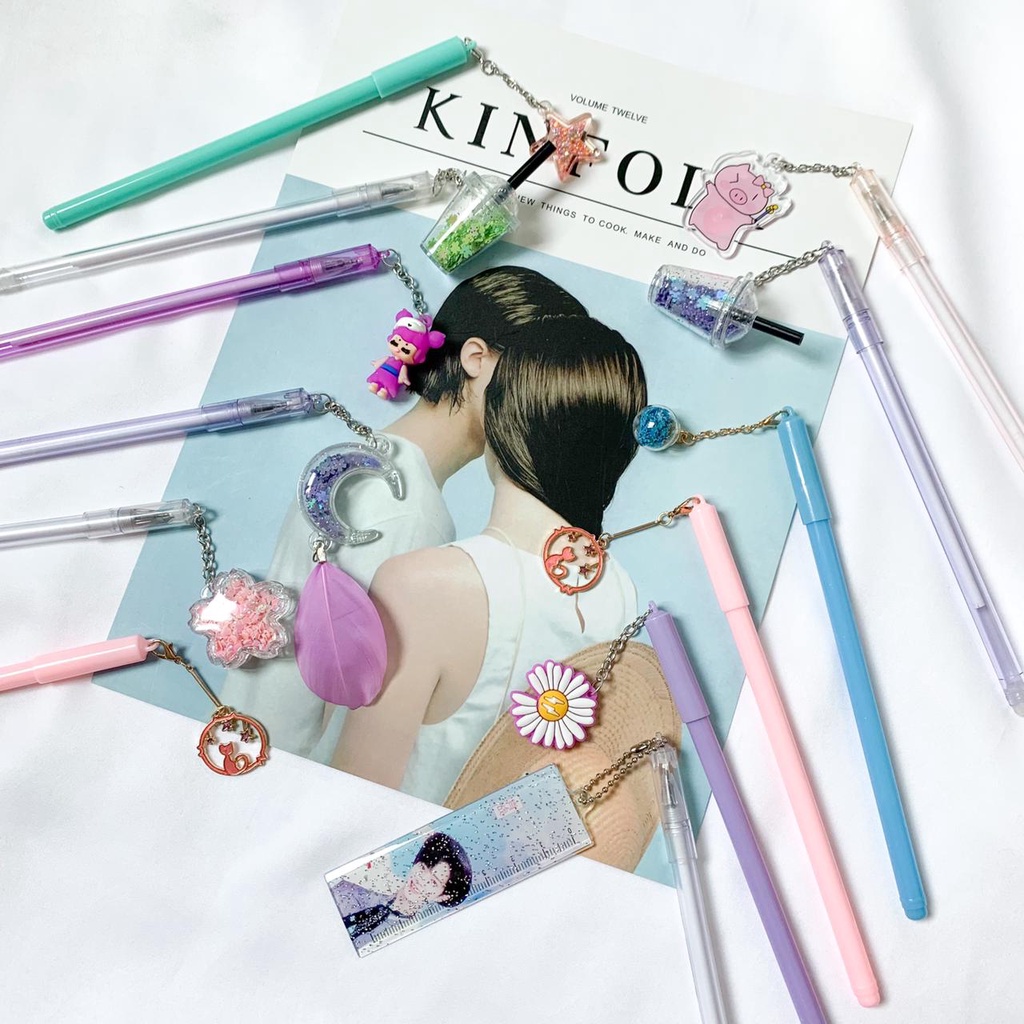 Pulpen Bulan sabit random 1 lusin isi 12 pulpen starbucks kado unik gift box hadiah kado pena pen bo-4