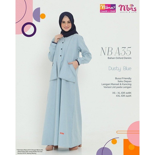 PROMO GAMIS NIBRAS NB A35 NAVY DUSTY BLUE DRESS BAJU BUSANA MUSLIM IBU WANITA DEWASA BUSUI FRIENDLY WARNA BIRU MUDA SOFT DENIM DONGKER SERAGAM SARIMBIT KELUARGA SERAGAM KONDANGAN LEBARAN DISKON 40% BAZAR CUCI GUDANG