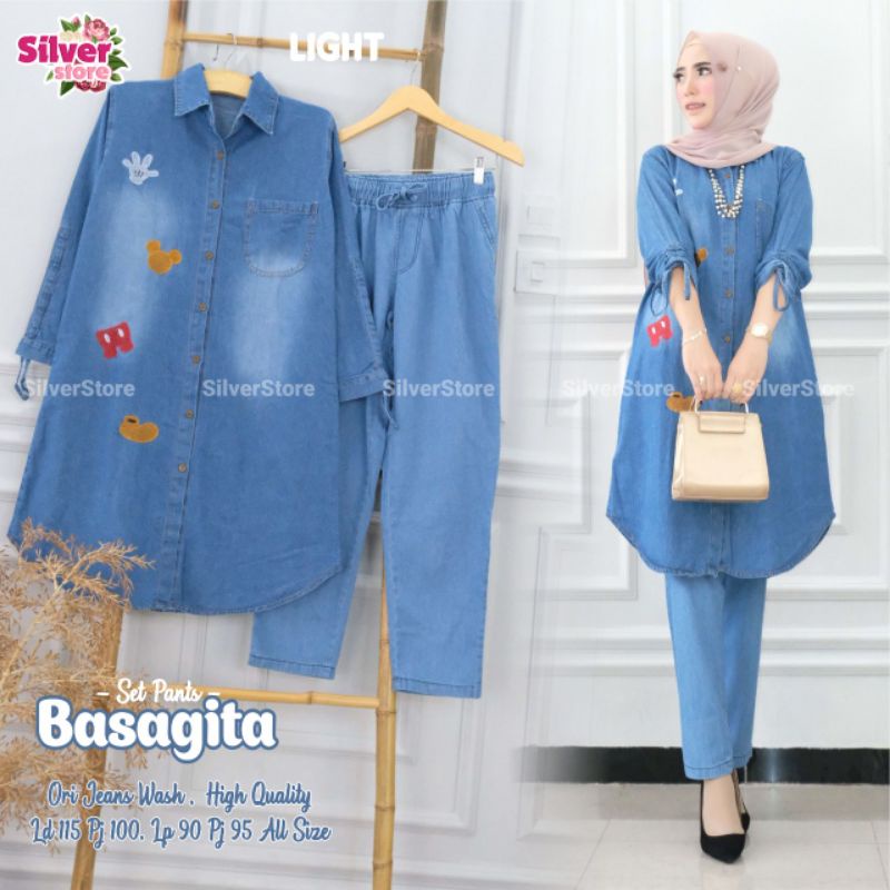 basagita set pants jeans wash
