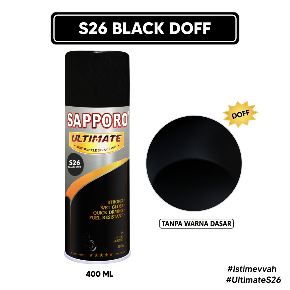 Sapporo Ultimate S26 Black Doff  / Cat Spray Semprot Aerosol Terbaik