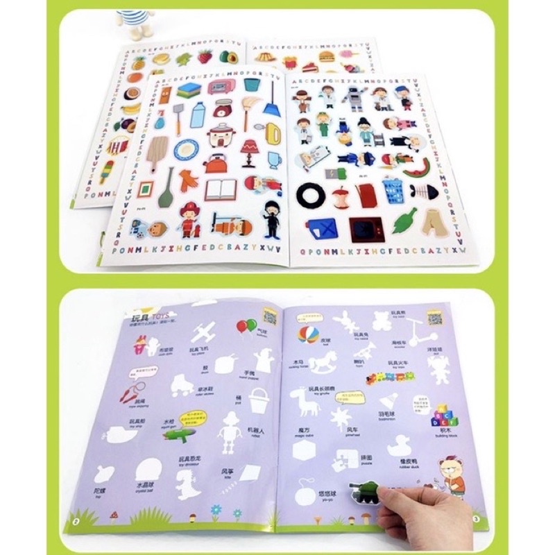 reusable bilingual sticker book buku sticker anak bahasa mandarin english