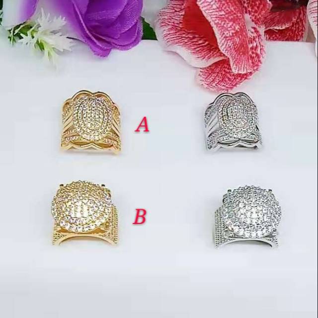 Cincin full mata A&amp;B lapis emas 18k