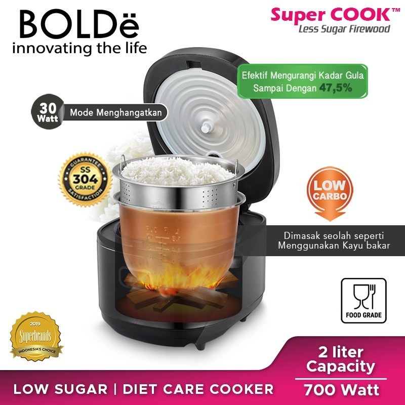 BOLDe Super Cook Less Sugar Firewood Rice Cooker 2 L - Super Cook Fire Wood Less sugar BOLDe