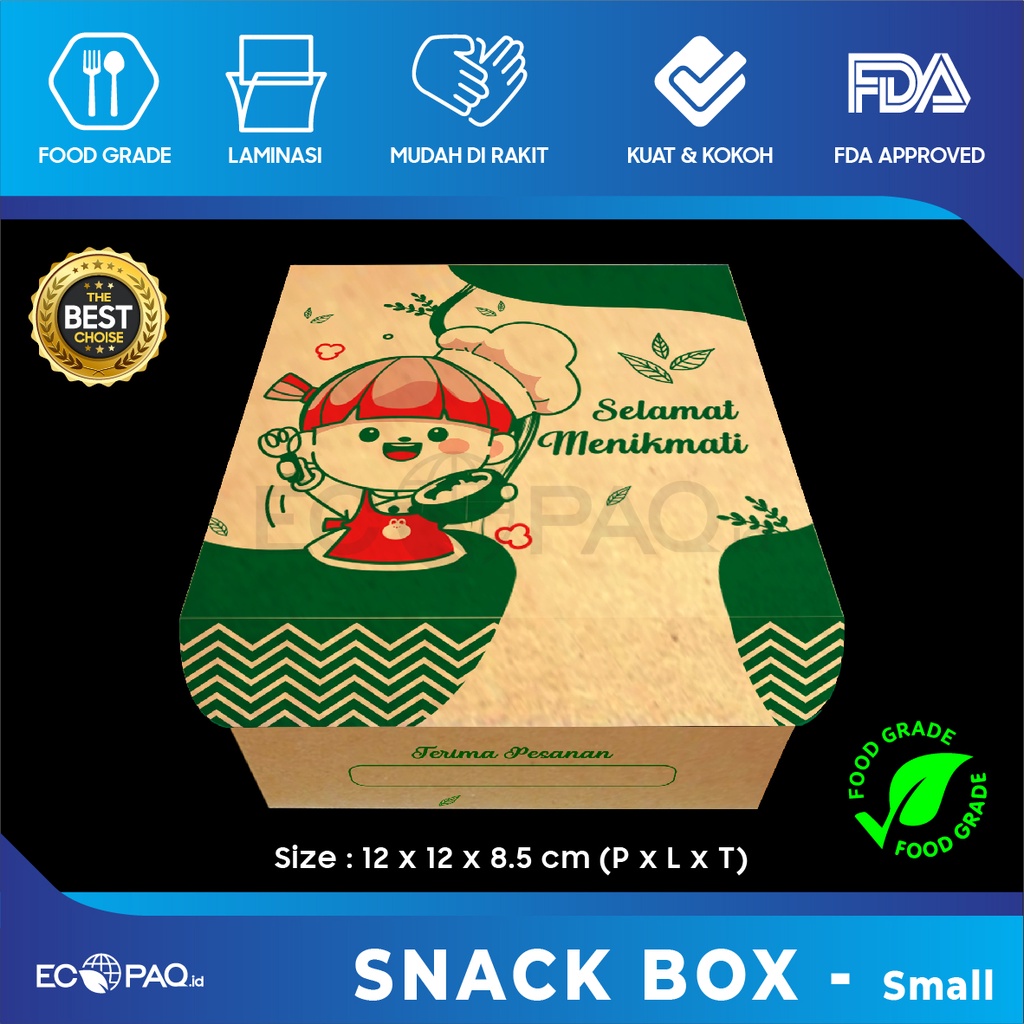 

Dus Snack - Snack Box - Box Kue - CSMT- S - 12x12x8,5 (20 Pcs)