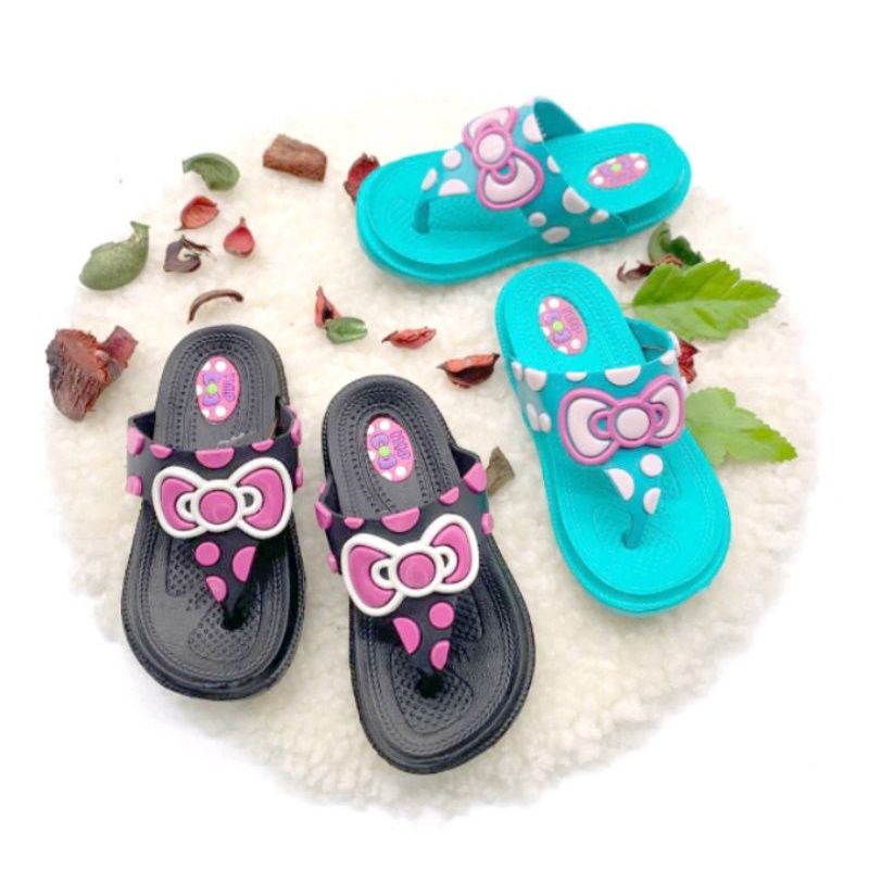 Sandal Jepit Cewek Motif Pita Karet Ringan Anti Slip