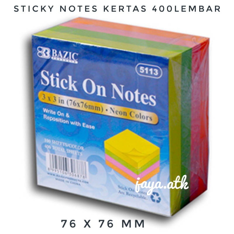 STICKY NOTES 4 WARNA WARNI 75MM X 75MM MEMO TEMPEL KERTAS MEMO MEMO CATATAN