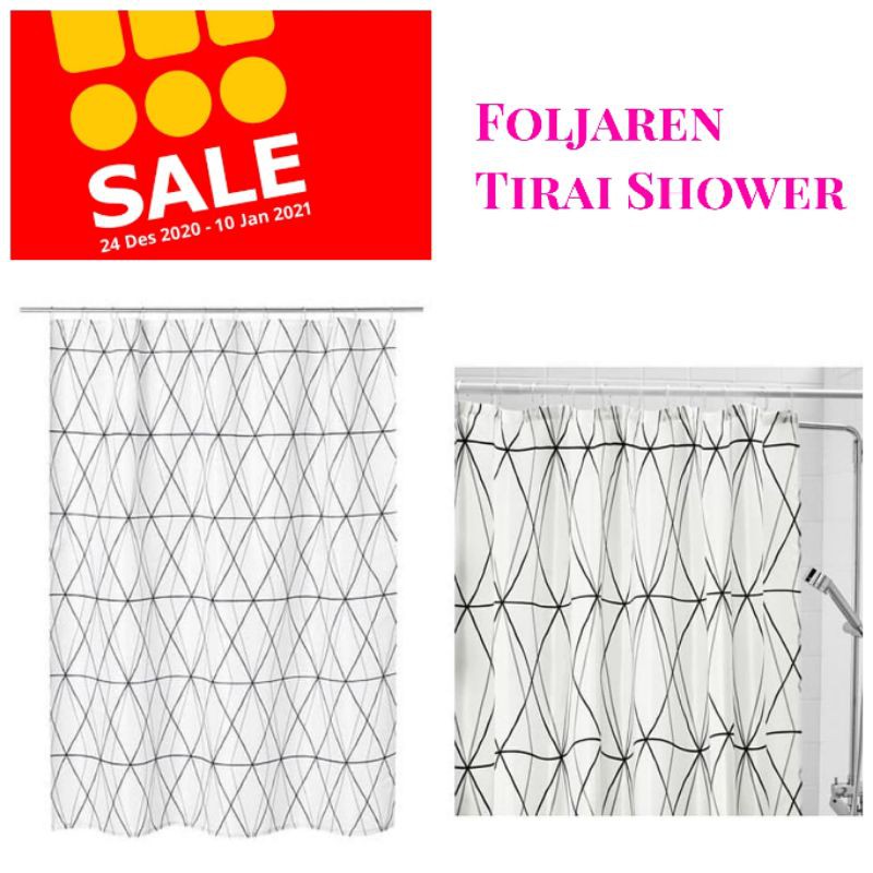 Foljaren Tirai Shower Curtain Ikea Hitam Putih