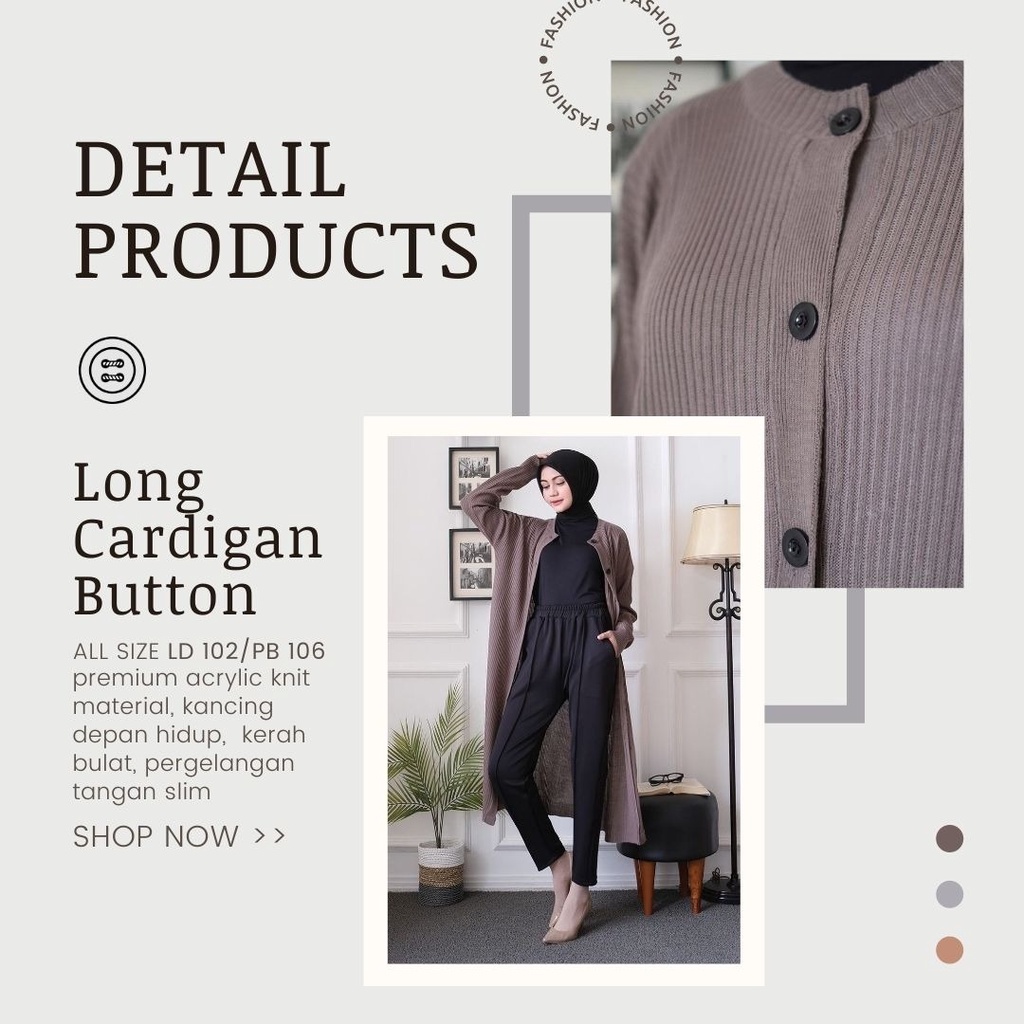 Modesee Cardigan Rajut Wanita Korea Style Long Cardigan Button M1370 Cardigan Polos Panjang Rajut Wa