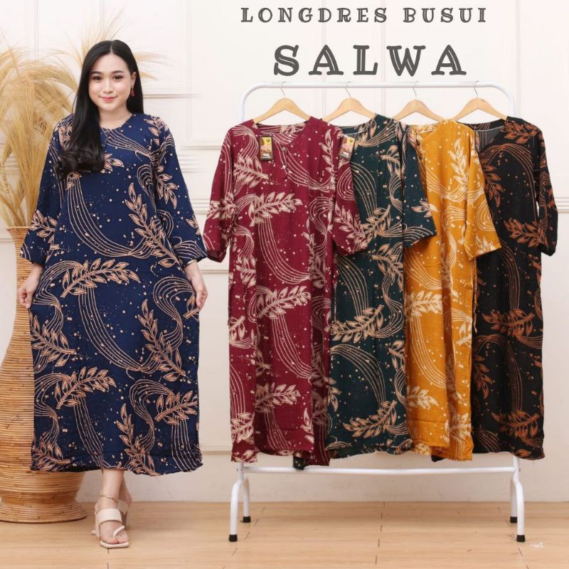 Daster panjang cabut warna Salwa Thalea sheila bahan rayon dada kancing depan busui bumil lengan panjang harga grosir murah wanita