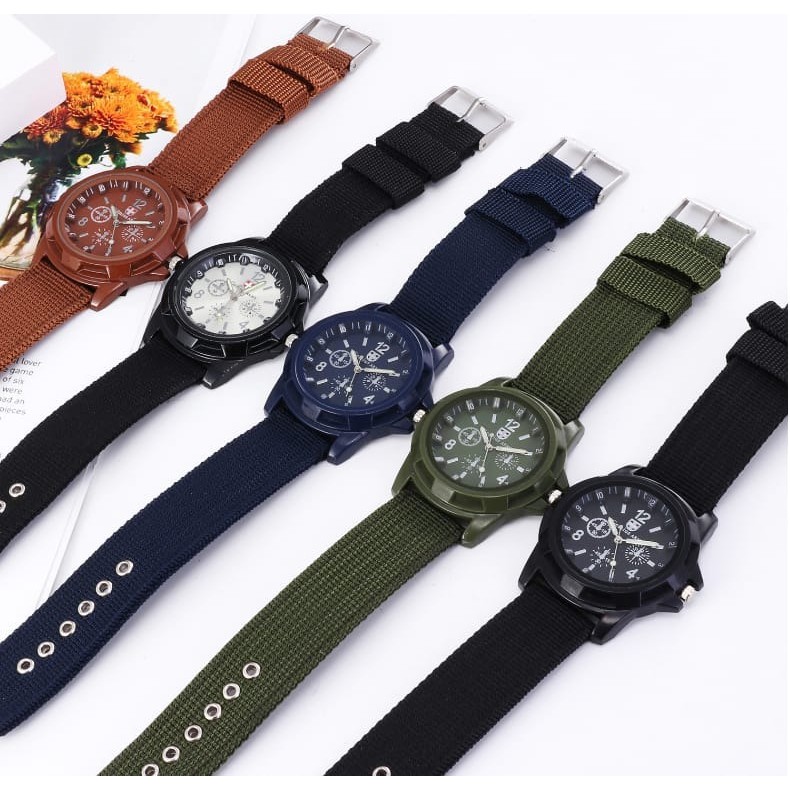 Swopply J170 Jam Tangan Kanvas Pria Jam Analog Cowok Fashion