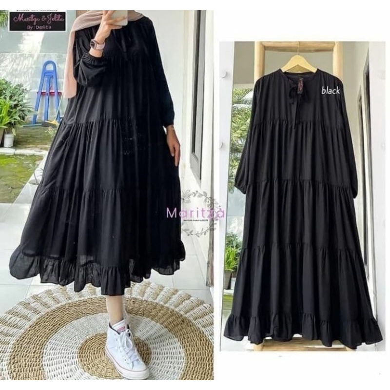 Safina Midi Dress | Long Tunik Jumbo Bahan Rayon | Gamis Midi Dress Jumbo
