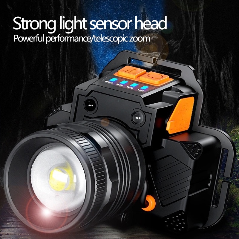 Senter Kepala Led T8 zoom super/lampu depan tahan air sensor gerak/LED senter super terang/Terang Anti Air/USB rechargeable/Dengan sensor ORI/SENTER KEPALA MINI  LED SUPER TERANG/HEADLAMP USB CHARGEABLE/senter berkemah senter kepala super terang K180