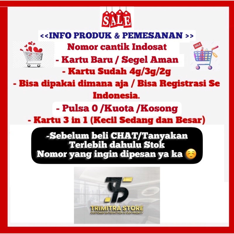 “New produk Restock” Nomor cantik indosat nomor cantik im3 ooredoo 4g Lte Kartu perdana cantik indosat im3