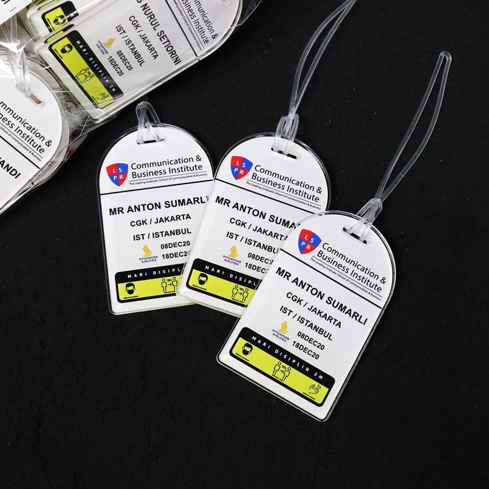 Custom Luggage Bag Tag Akrilik | Label Nama Tas Koper Akrilik Acrylic Gantungan Tas Costum Nama
