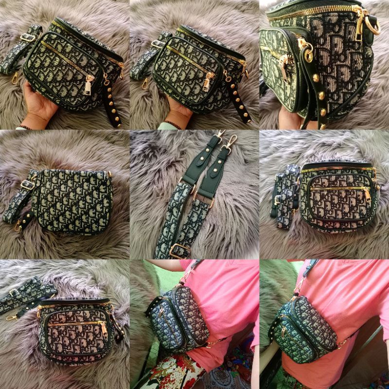 WaitsBag Import tas wanita kekinian fashion slingbag ovale kanvas sling bag