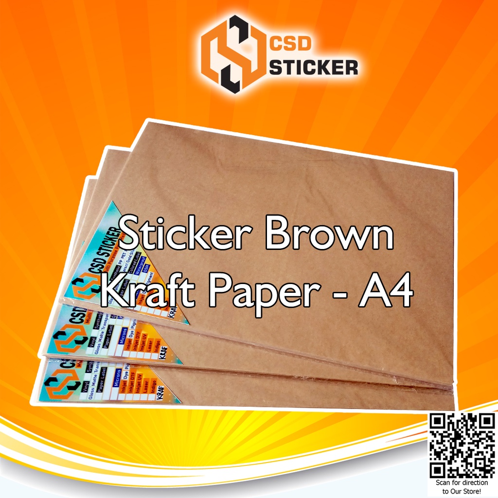 

Stiker Kraft A4 Sticker Vintage Retro Recycle Paper Label Kertas Coklat Mirip kertas Samson - Pack isi 20 Lembar