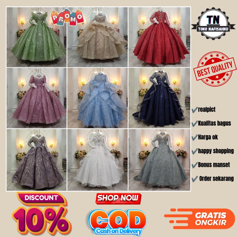 DRESS PENGANTIN MEWAH | GAUN PENGANTIN | GAUN PENGANTIN BARBIE EKOR | DRESS PENGANTIN | GAUN SLIM