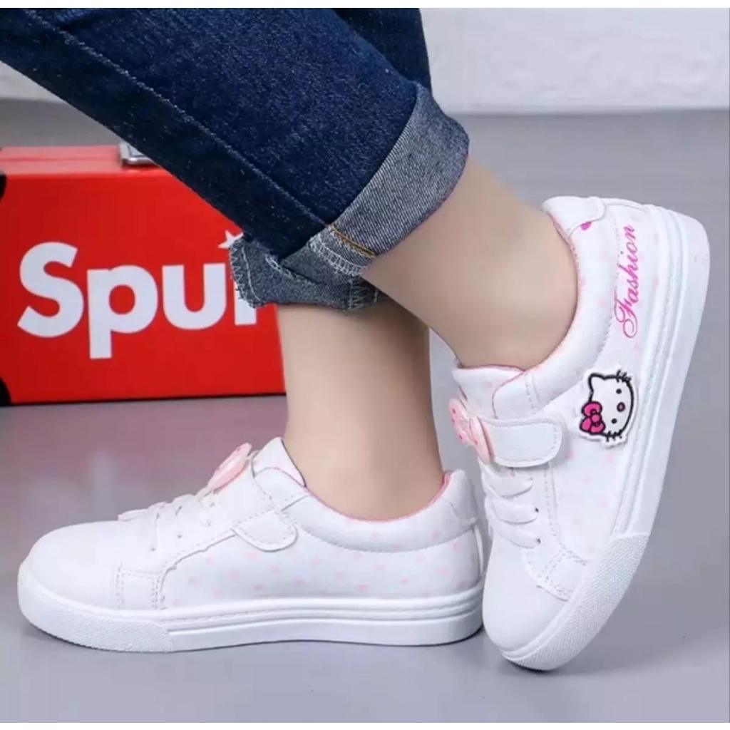 Sepatu Sneakers Anak Perempuan Murah Motif Hello Kitty Lucu dan Berkualitas 26-35 Umur 3-10 Tahun