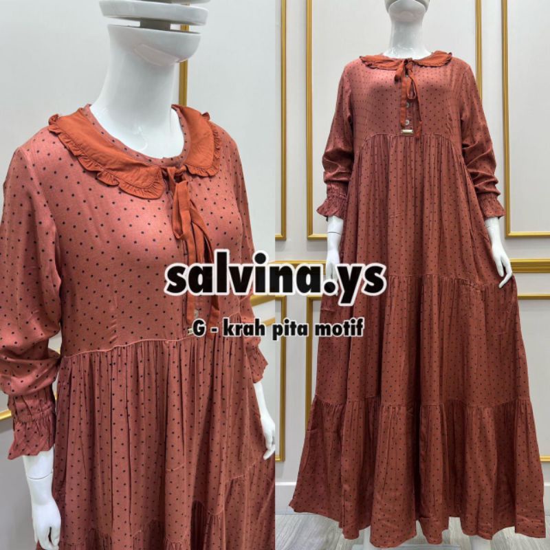 GAMIS SALVINA YS ORIGINAL/GAMIS SALVINA MOTIF POLKA KOMBINASI TALI/AHMED STORE